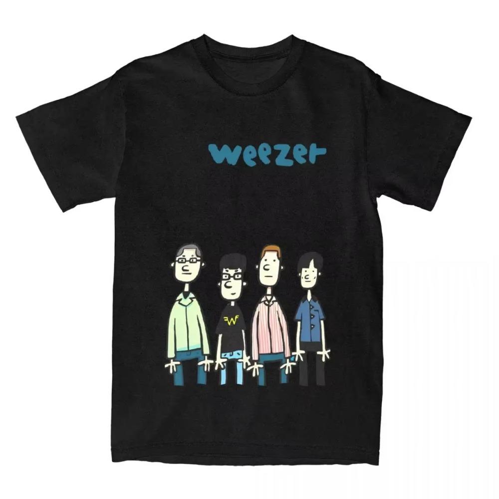 Принтованная мужская футболка группы WEEZER — это ретро-наряд из 100% чистого хлопка в стиле рок с круглым вырезом и короткими рукавами.