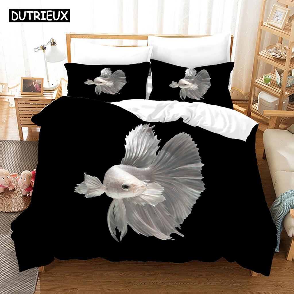 3D-печать мультяшная рыба фото комплект постельного белья в китайском стиле пододеяльник с наволочкой двуспальная кровать в комплекте