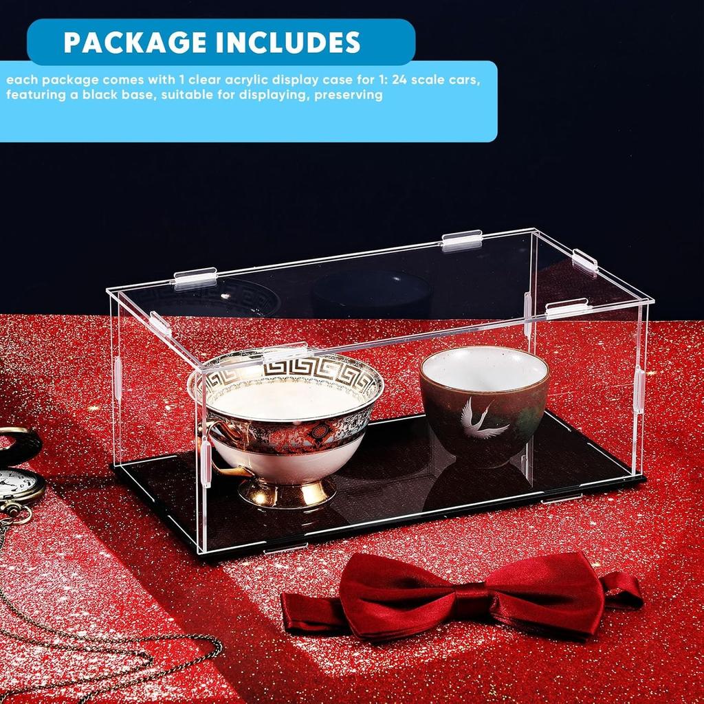 1Pcs Acrylic Model Car Display Case 1: 24 Scale Clear diecast Display Boxes with Black Base Model Car Storage Case
