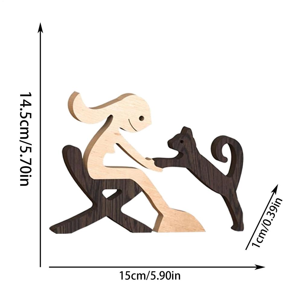 Милая деревянная статуэтка собаки человека, настольное украшение, резная модель, украшение для дома, скульптура для питомца, рождественский подарок