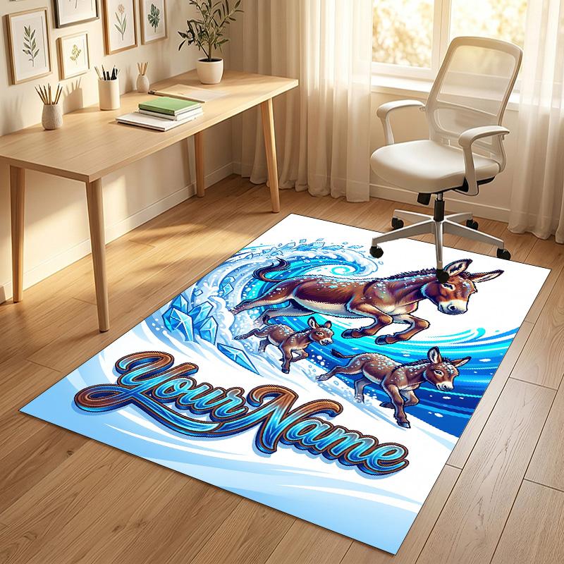 Adventure Journey Theme Crystal Velvet Rug Personalized Custom Name Text Soft Floor Mat Home Decor