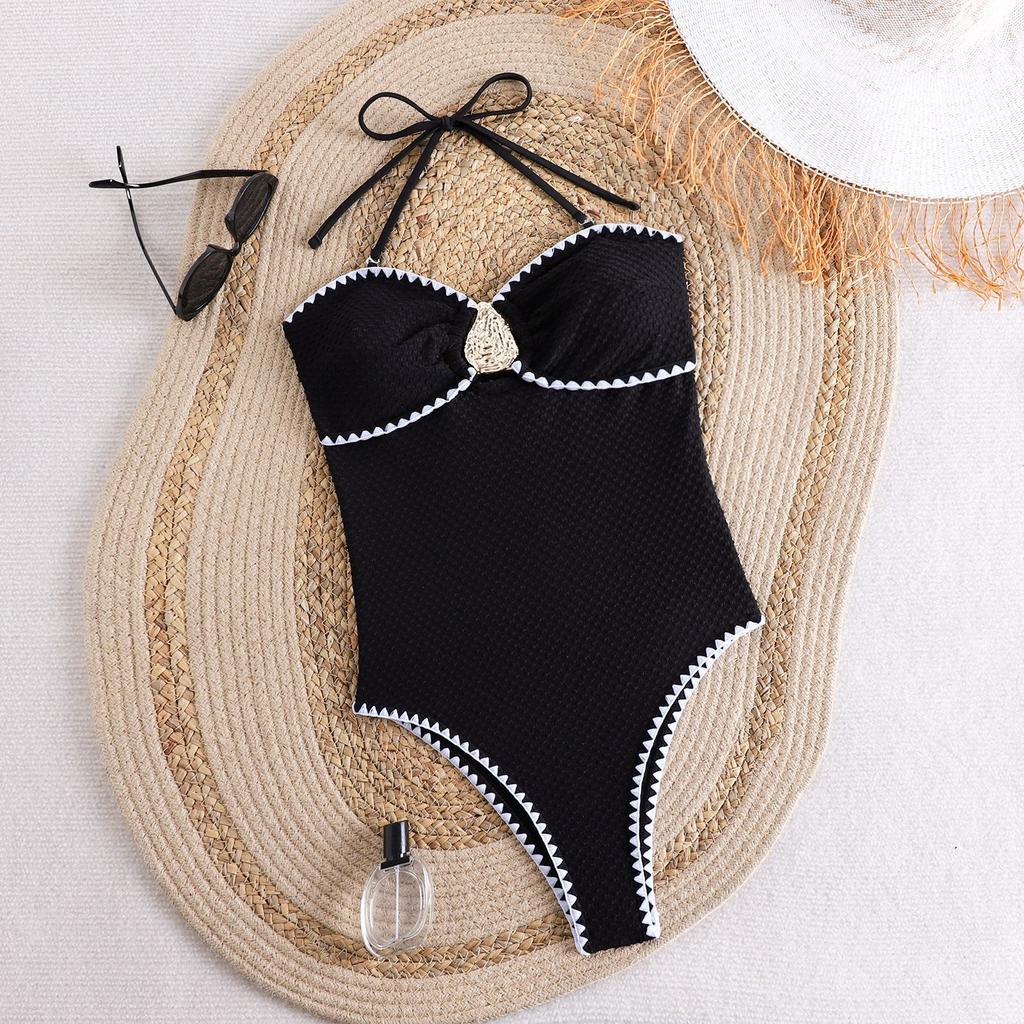 Swimsuit for Women with Removable Strap and Scalloped Trim Soft Padded Cups High Cut Design