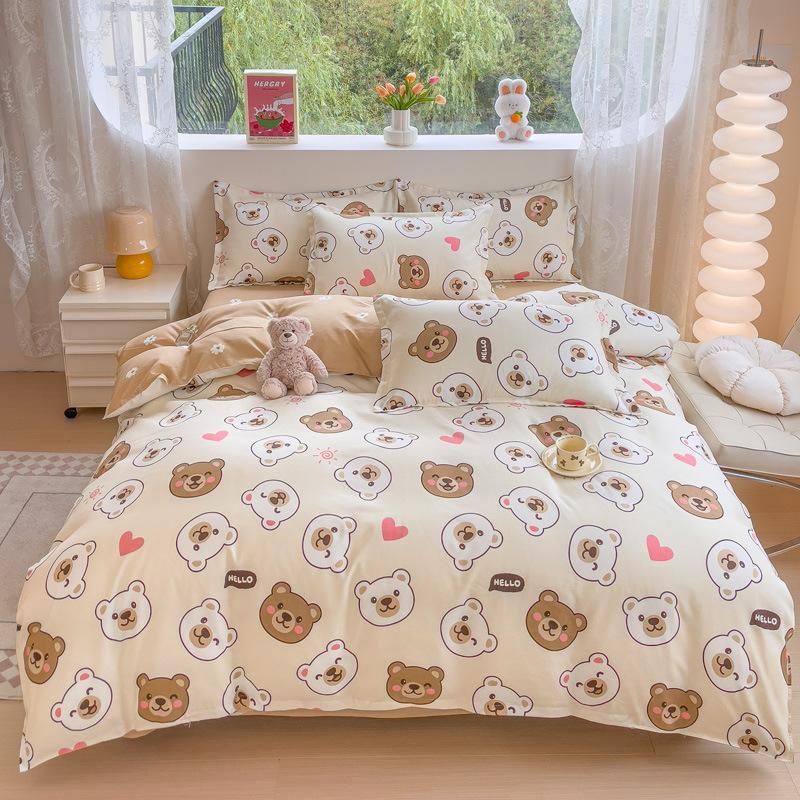 Комплект из четырех предметов из чистого хлопка, утолщенный и шлифованный, комплект из трех предметов из хлопка для общежития