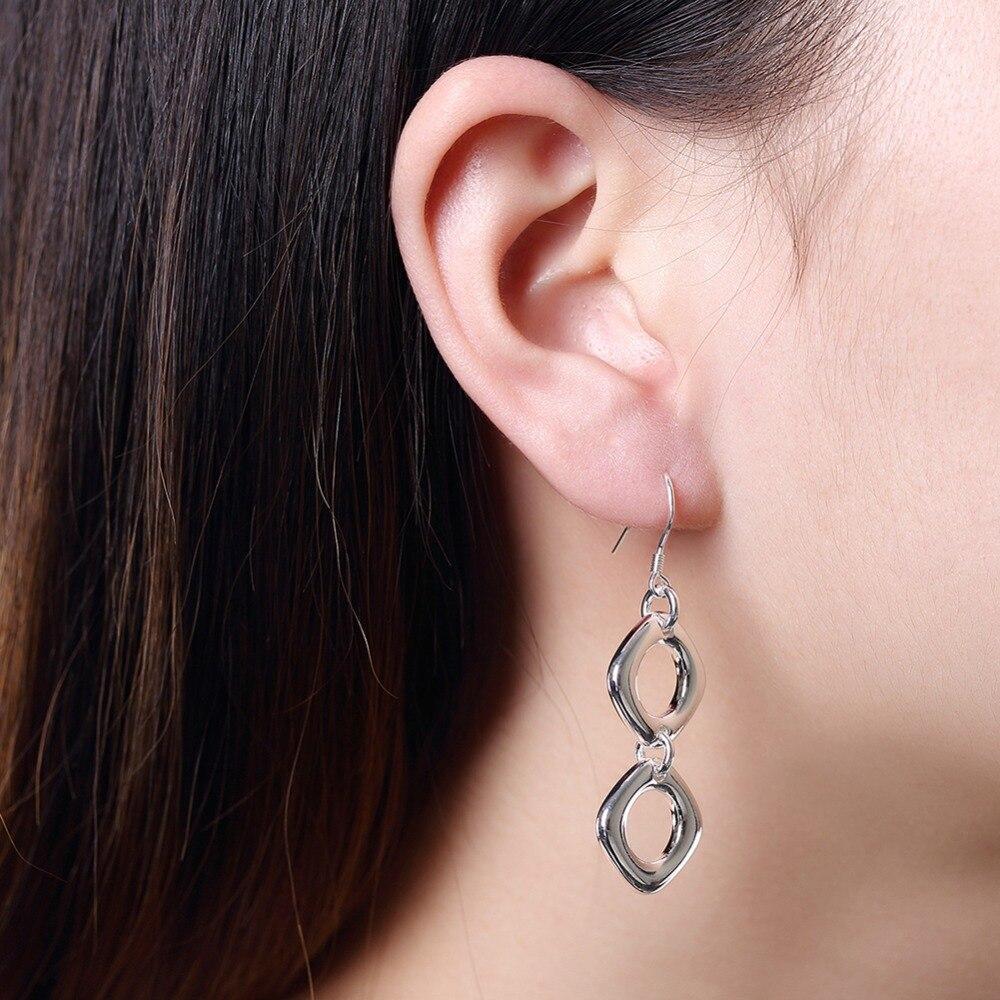 Новое поступление, модные простые косые квадратные серьги из стерлингового серебра 925 пробы, женские ювелирные изделия