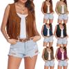 Women's Retro Tassel Vest Casual and Comfortable Suede Sleeveless Irregular Hem Cardigan Coat Punk Rock Concert Party Vest