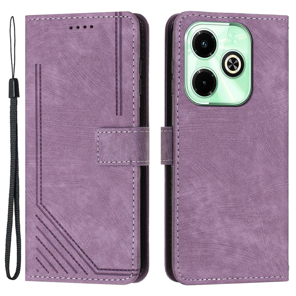 Чехол-кошелек для телефона Infinix Hot 40i, приятный для кожи, кожаный флип-чехол с принтом линии