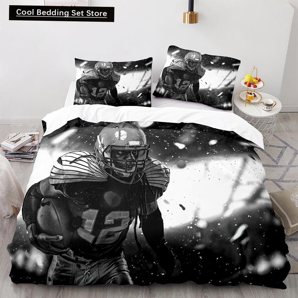 Американский футбол King Queen Пододеяльник с рисунком игрока в регби Комплект постельного белья для детей, подростков, взрослых, мяч, спорт, полиэстеровый пододеяльник
