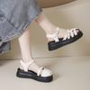 2025 новые летние красивые сандалии на платформе с сумкой на носке, женская универсальная обувь для ношения с юбками, обувь-клетка