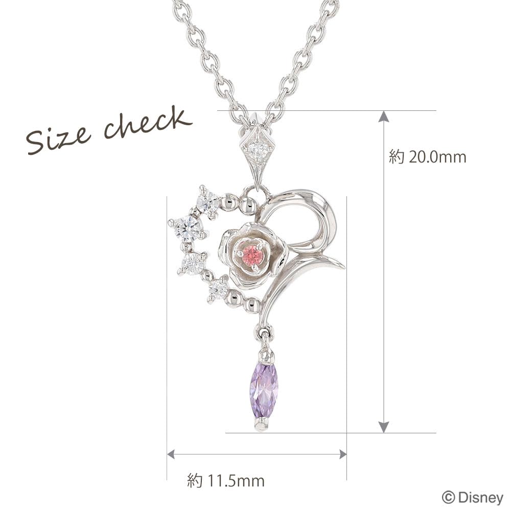 Disney Sleeping Beauty Silver Pendant with Rose and Heart Cubic Zirconia (VPCDS 20128)