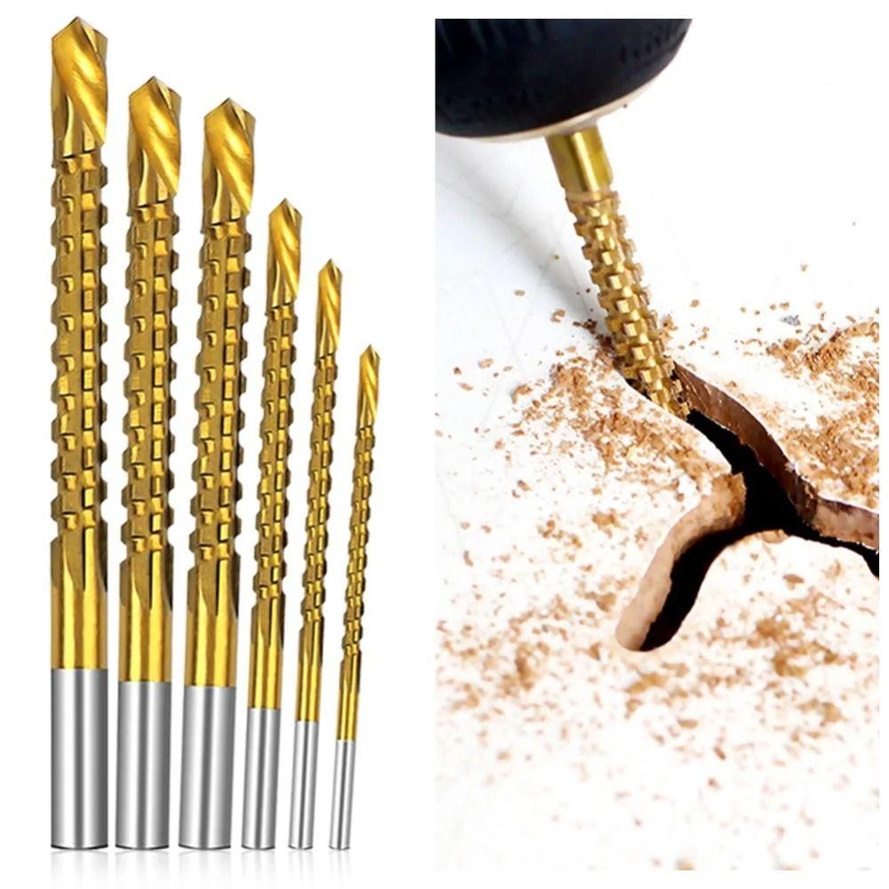 Набор из 6 многофункциональных зубчатых сверл 3-8 мм, инструмент для деревообработки, универсальный набор для прорезки отверстий