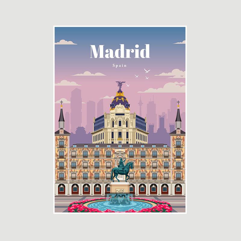 White Paper Cartoon City Landscape Poster Mural London Paris Travel Cities Prints Bedroom Decoration Painting Funny Abstract Wall Art Decor