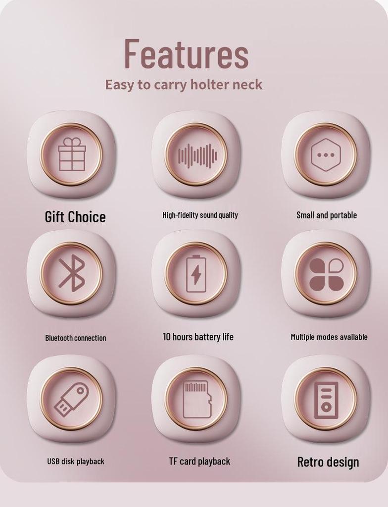 W13 Ретро Мини Беспроводная Уличная Портативная Радиоколонка с Громким Басом