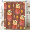 Рождественская шторка для душа с милым дизайном медведя в шапке Санты, красным шарфом и праздничными имбирными пряниками для ванной комнаты