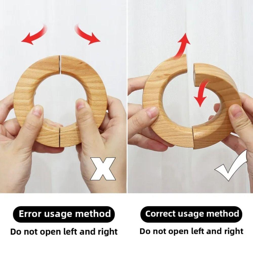 Rotating Window Screen Ring Wood Curtain Tieback Creative Curtain Strap for Bedroom