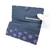Длинный кошелек Inden с монетой, гортензия, темно-синий x фиолетовый бязь x серый лак 8005 [Indenya] кошелек, оленья кожа, мисо, узор,