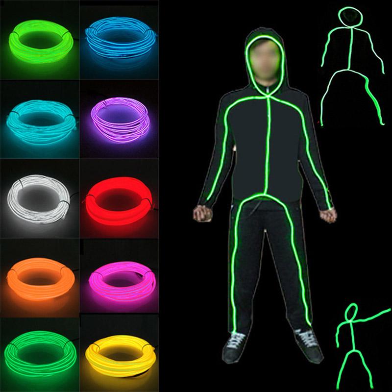 Светящаяся гибкая лента, гибкий неоновый шнур для декора одежды на Хэллоуин