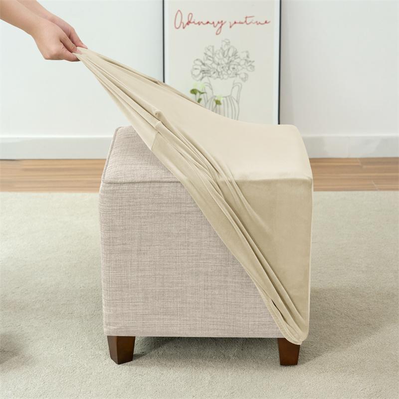 Эластичный Плюшевый Чехол для Пуфика, Квадратный, Всеобъемлющий, Чехлы для Табурета, Утолщенные, Прочные, Накидки для Подставки для Ног для Гостиной