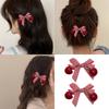 Pack of 2 Checked Bows Cherry Hair Clip with Metal Teeh Grip NonSlip Lovely Barrettes for Girls Women Everyday Wear