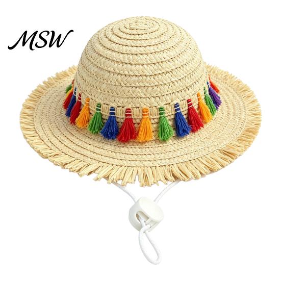 Lightweight Pet Headwear Cat Straw Hat, Sun Hat with Lace And Bow, Summer Breathable Cute Protection for Cats Small Dogs Outdoor Walks Comfortable