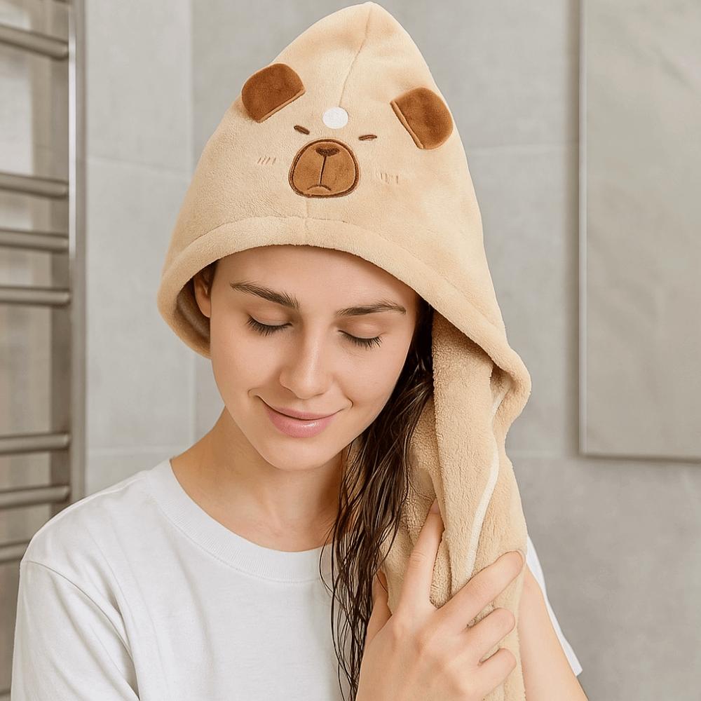 2PCS Kawaii Towel Cap Quick Dry Super Absorption Cap Animal Theme Bath Hat  Hair Care