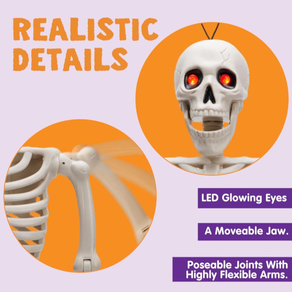 Movable Joints Halloween Skeleton Scary Sound Posable Skeleton Atmosphere Decoration