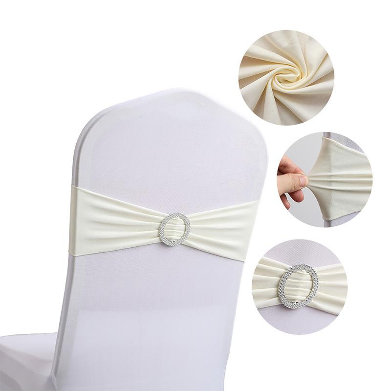 10 Pcs Premium Hotel Wedding Decoration Butterfly Knot Backrest Flower Spandex Chair Cover With Elastic Ribbon Strap