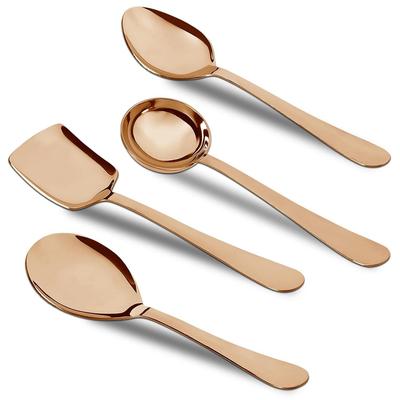 Набор из 4 сервировочных ложек из нержавеющей стали розового золота для обеденного стола/кухни, тяжелая толщина 1,8 мм