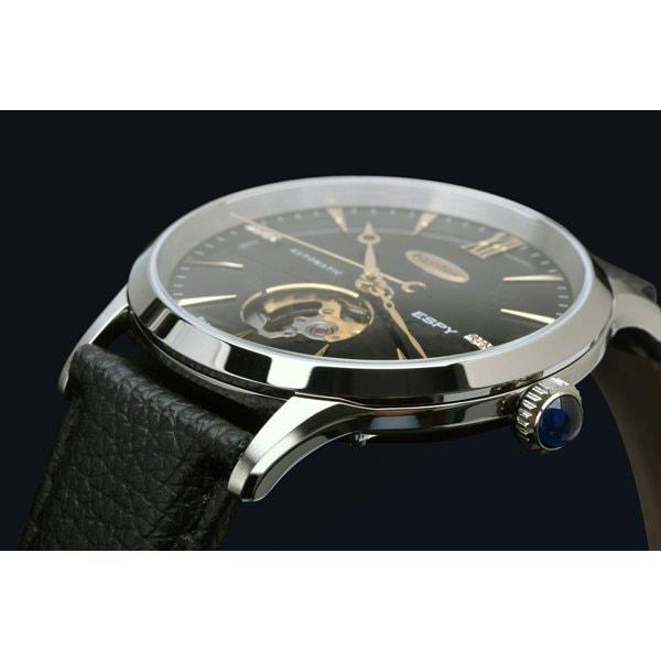 Kentex Espy Dress Open Heart Diamond Black Men's Automatic SS Belt E660M-01 Wrist Watch