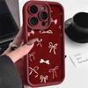 Винно-красный с белым бантом Модный узор Чехол для телефона Для iPhone 17 Pro Max 16 15 14 13 12 11 XS Max X XR 7 8 Plus 16E 17 Air Чехол