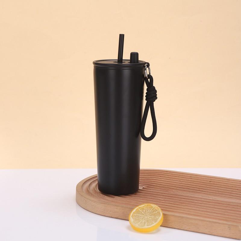 Stainless Steel Vacuum Insulated Travel Mug With Handle Straw 710ml Double Wall Car Cup Outdoor Office Commute