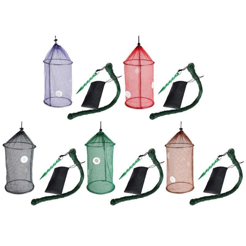 Рыболовные приманки Ловушка Складная корзина для рыбы для креветок Прочная плетеная рыболовная сеть с сумкой для хранения Корзина Клетка для приманок