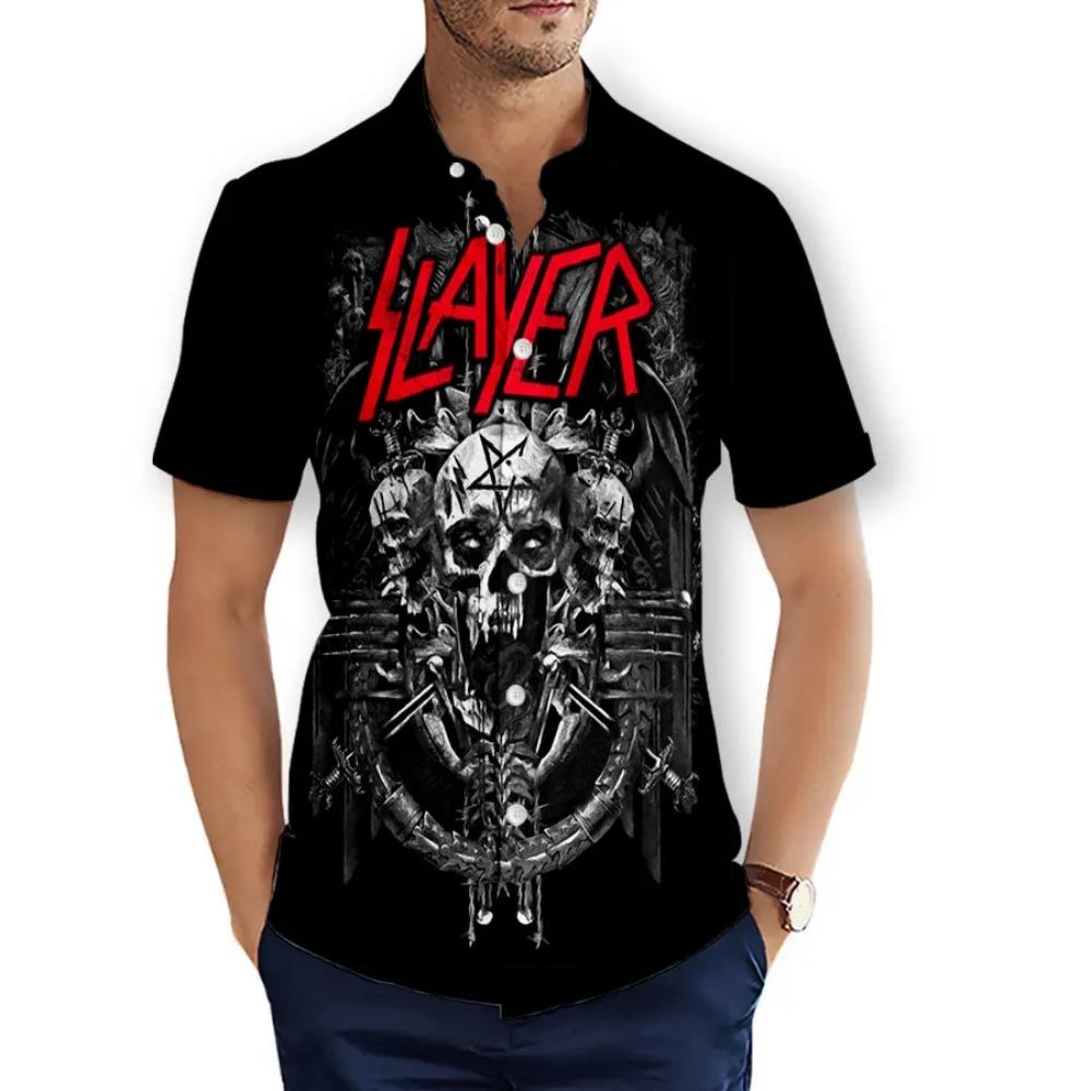 CAVVING 3D-печать SLAYER BAND Модные повседневные рубашки Мужские / Женские С коротким рукавом Свободные дышащие рубашки T01