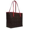 Coach City 33 Classic Monogram Faux Leather Tote Bag Women tote bags Red Brown 5696-IMRVQ