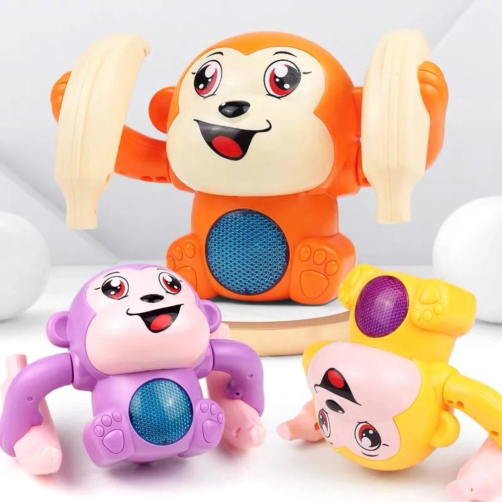 Voice-activated Tumble Monkey with Music Light Cute Toy Electronic Pet Crawling Toys Birthday Gift for Kids
