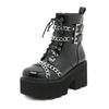 Fashion Women Shoes Boots Black Dark Cool Thick Bottom Platform Harajuku Shoes With Metal Chain Gothic Punk Girls Shoes Footwear