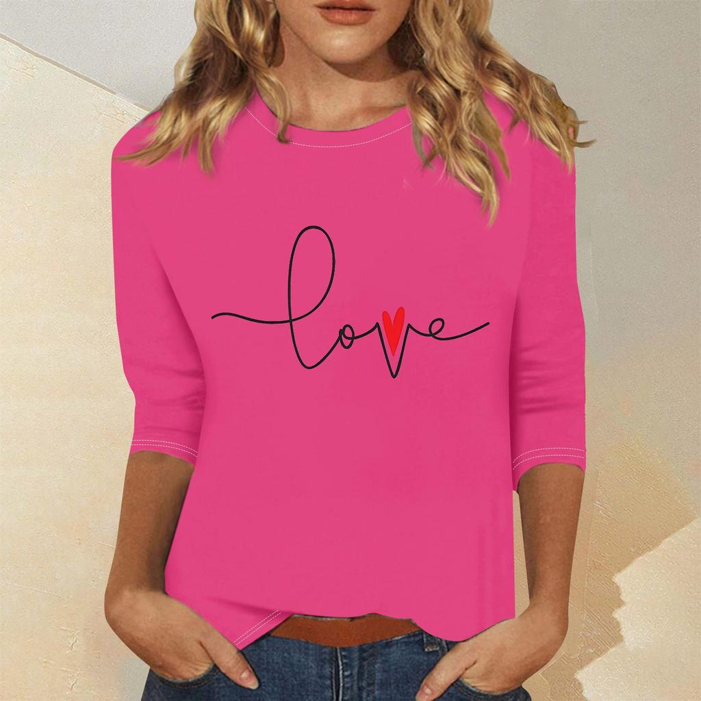 Женская мода повседневный свитер с семью рукавами и принтом ко Дню святого Валентина