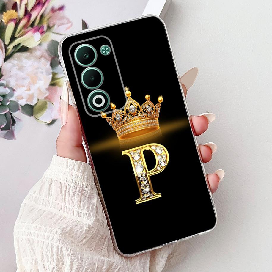 Чехол для OPPO A5 5G 2025 CPH2735 Обложка Роскошная Корона Инициалы Мягкий Прозрачный Силиконовый Задний Чехол Для Чехла Телефона OPPOA5 5G 2025