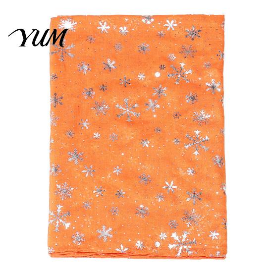Holiday Gathering Accessory Glitter Sparkly Foil Snowflake Print Scarf for Women, Christmas Warm Neck Theme Shawl Wrap, Fall Winter Lightweight