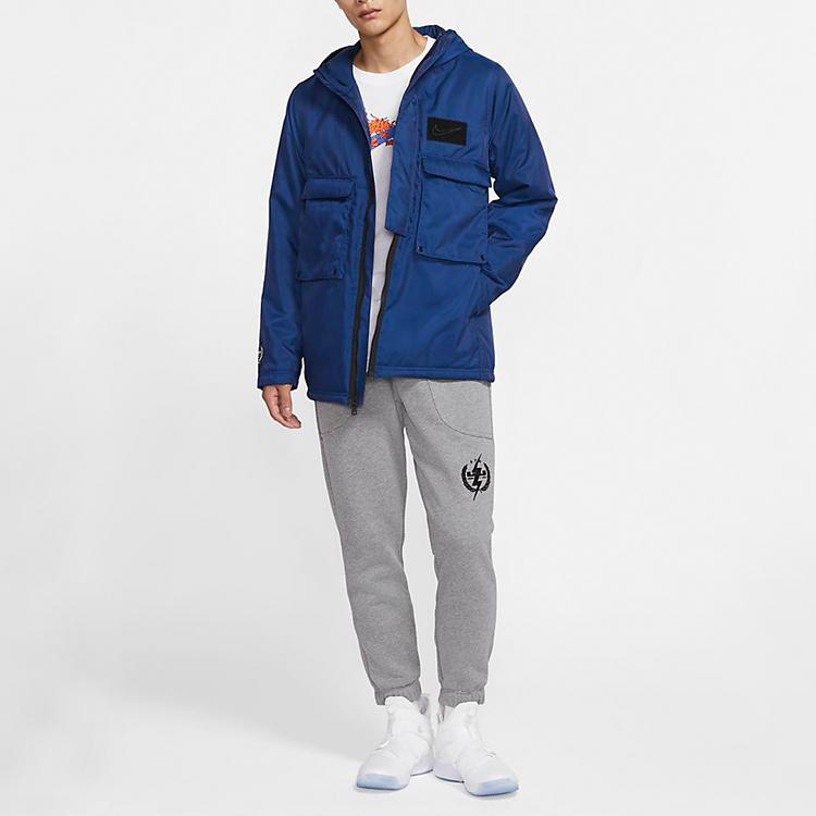 Nike Lebron Oversized карманная тканая утепленная куртка с капюшоном Мужские куртки прибрежно-синие CK6772-490