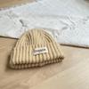 Korean Letter Patch Knitted Woolen Hat Autumn and Winter Warm Curled Edge Woolen Hat Large Head Circumference Loose Knitted Hat