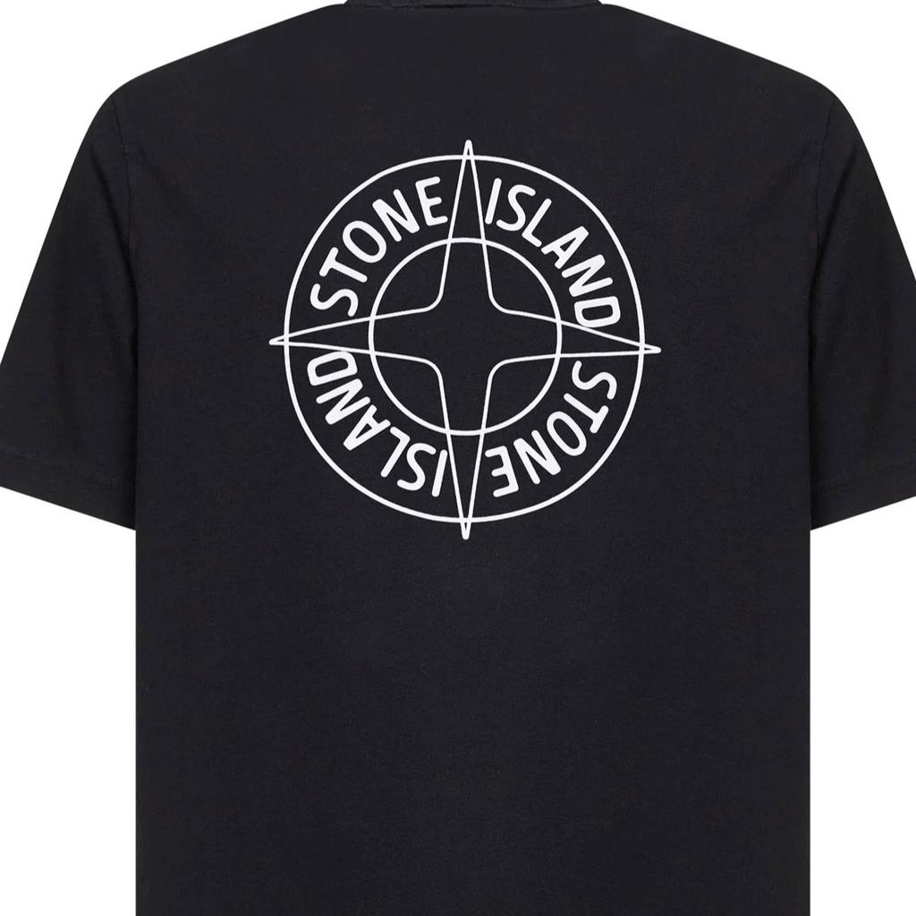 STONE ISLAND Мужская футболка с коротким рукавом и рубчатым круглым вырезом, с нашивкой, топы L1S152100001S0284-V0029