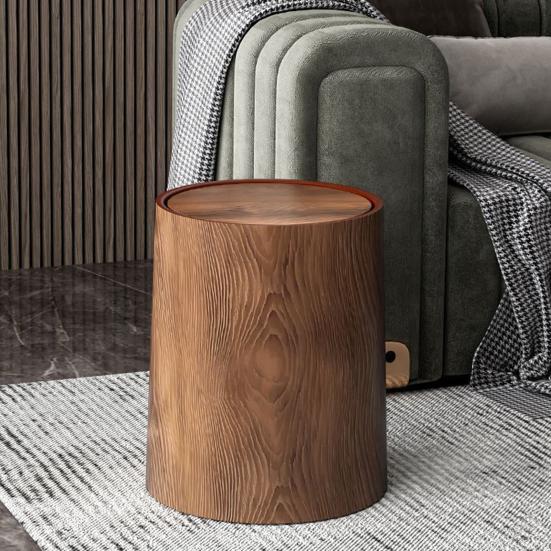 Мусорное ведро для ванной комнаты с деревянной текстурой и крышкой-качалкой, большой вместимости, вращающийся дизайн