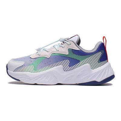 Li Ning Детские спортивные нескользящие амортизирующие износостойкие легкие повседневные кроссовки Детские повседневные кроссовки Белый Серый Синий YKCS120-7