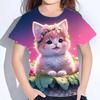 Детская одежда 3D-принт Kawaii Cat Pattern Футболки с коротким рукавом Топы 2025 Детская одежда Одежда для девочек и мальчиков от 2 до 8 лет
