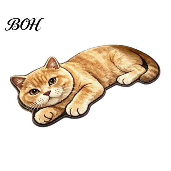 Tile And Wood Floor Mat Cute Cat Bathroom Rug, Anti-Slip Absorbent Bath Washable Plush Easy Care Kitty Door for Entrance Kitchen Home Decor Safety Rug
