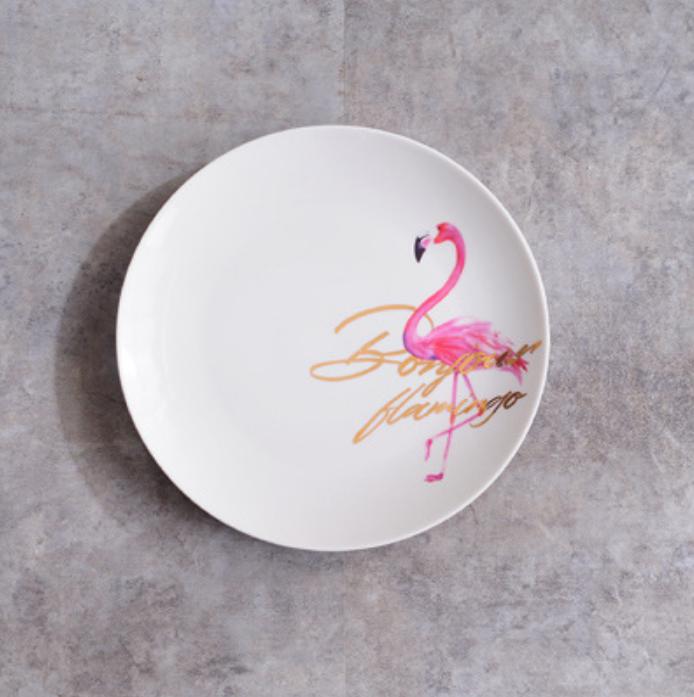 Новая креативная английская тарелка с фламинго, посуда, керамическая тарелка, тарелка для стейка, тарелка для завтрака