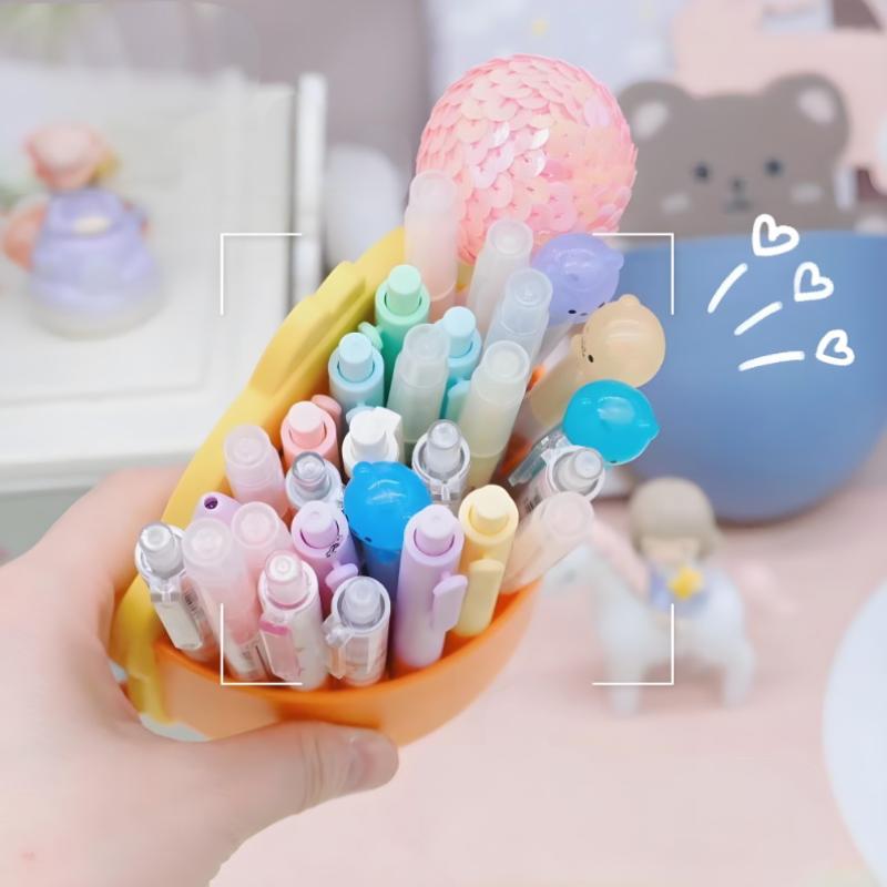 Настенная мыльница, мультяшный самоклеящийся настенный держатель для ручек, хранение для письма маркерами, настольное хранение, милый