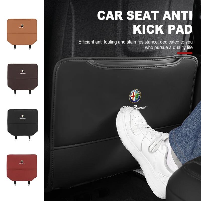2pcs Leather Car Seat Anti Kick Pad Seat Back Protector Mats For Alfa Romeo Giulia 147 Mito 156 159 166 GT Stelvio Brera VolanteMX1