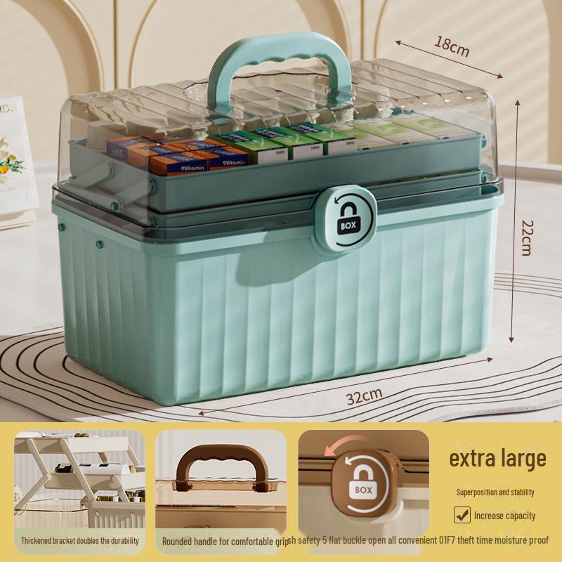 Большая вместительная портативная аптечка первой помощи и медицинский ящик для хранения для использования дома и на открытом воздухе