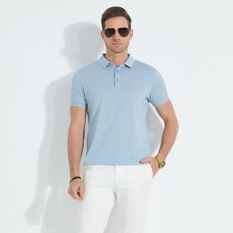 Cool Sensation Antibacterial Embroidered Short-Sleeved Polo Shirt for Men